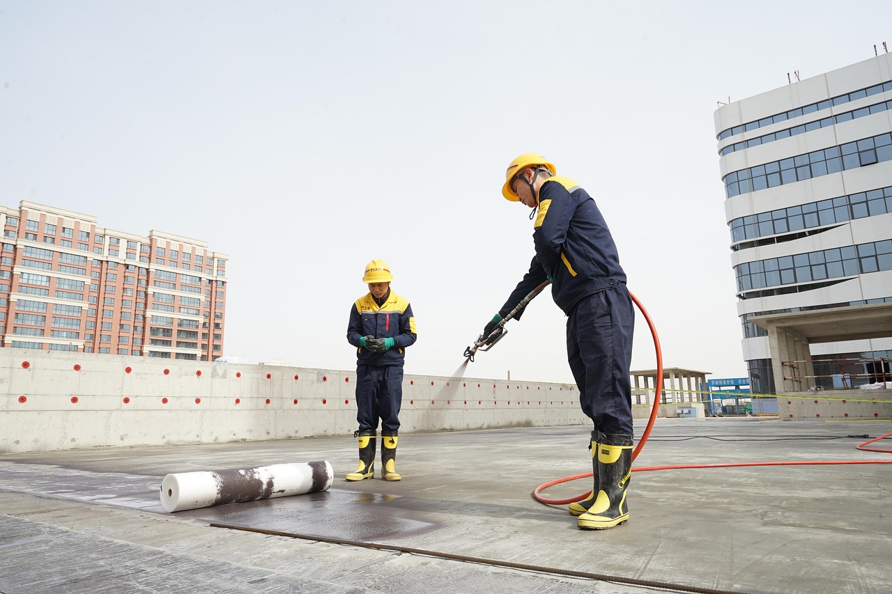 construction workers in Europe wearing safety gear