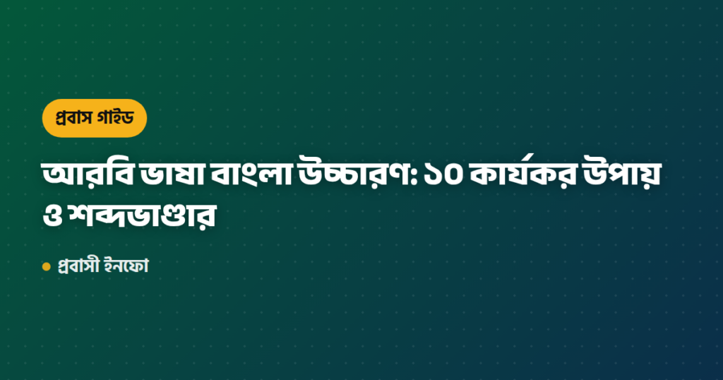 আরবি ভাষা বাংলা উচ্চারণ: ১০ কার্যকর উপায় ও শব্দভাণ্ডার