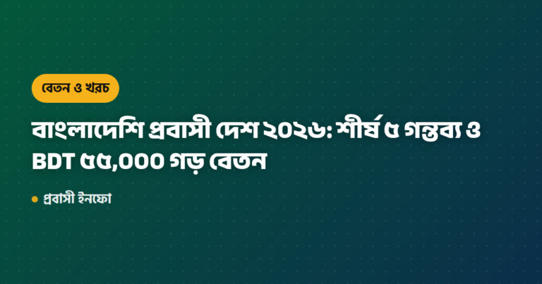 বাংলাদেশি প্রবাসী দেশ ২০২৬: শীর্ষ ৫ গন্তব্য ও BDT ৫৫,০০০ গড় বেতন