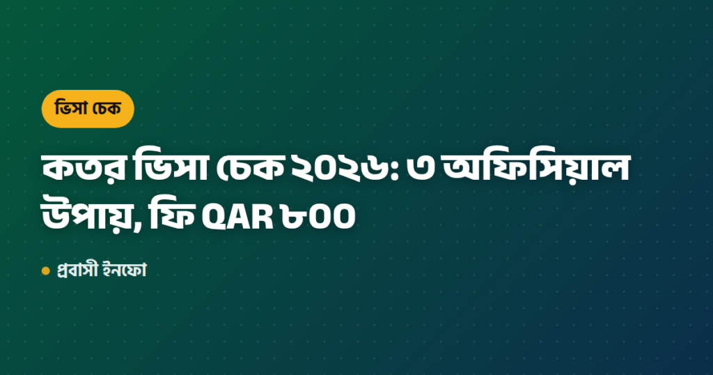 কতর ভিসা চেক ২০২৬: ৩ অফিসিয়াল উপায়, ফি QAR ৮০০