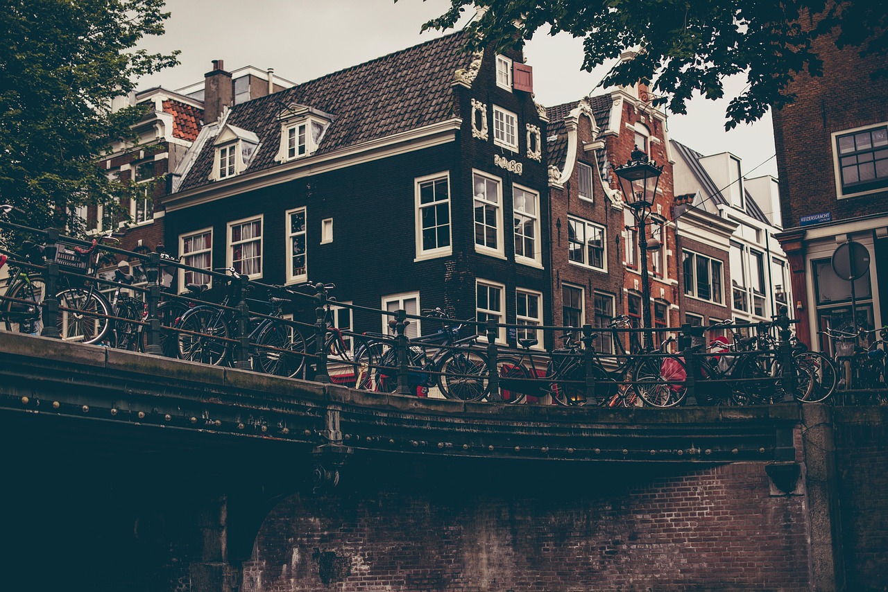 Amsterdam canal houses and bicycles