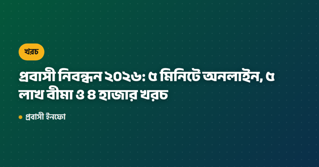 প্রবাসী নিবন্ধন ২০২৬: ৫ মিনিটে অনলাইন, ৫ লাখ বীমা ও ৪ হাজার খরচ