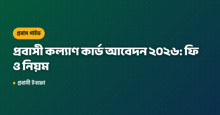 প্রবাসী কল্যাণ কার্ড আবেদন ২০২৬: ফি ও নিয়ম