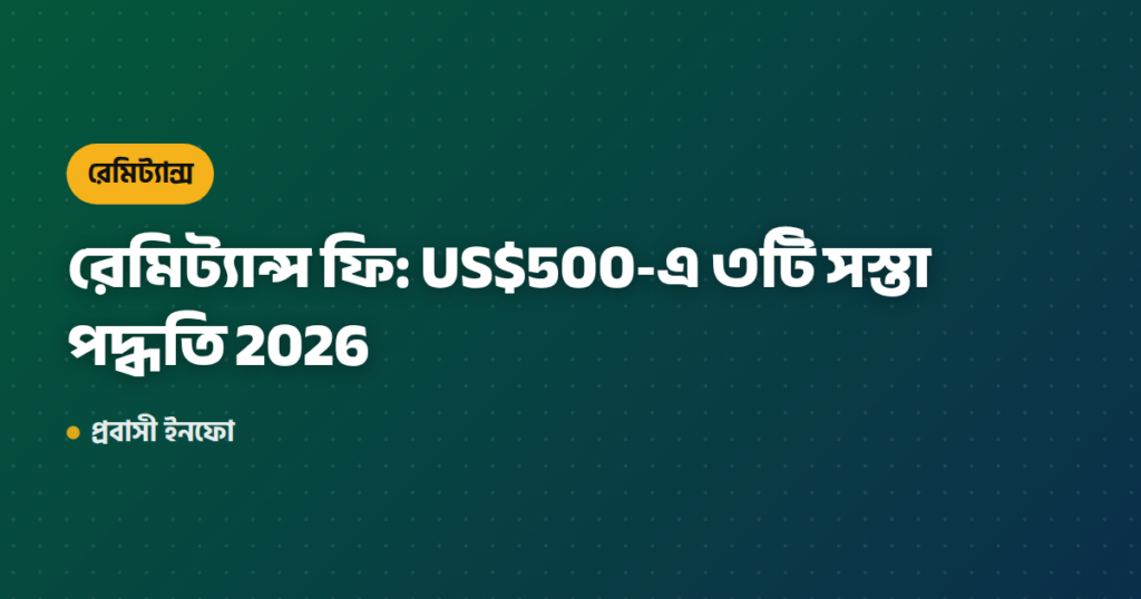 রেমিট্যান্স ফি: US$500‑এ ৩টি সস্তা পদ্ধতি 2026