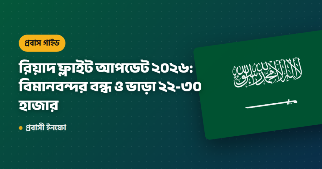 রিয়াদ ফ্লাইট আপডেট ২০২৬: বিমানবন্দর বন্ধ ও ভাড়া ২২-৩০ হাজার